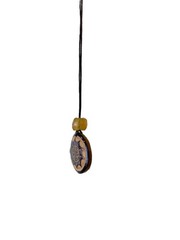 Carved Sun Pendant Necklace with African Glass Trade Bead
