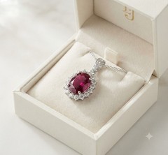 3.00 Ct Certified Oval Cut Red Diamond Pendant, Tariffs FREE & Matching Studs .