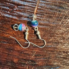 Handmade, Handcrafted Blue and Pink Swirl Hypoallergenic, Nickel Free Earrings