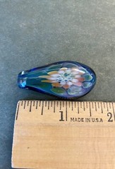 Lotus Flower Art Glass Teardrop Pendant