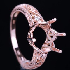 Solid 10K Rose Gold 10.0mm Round Semi Mount Diamond Wedding Fine Ring Setting