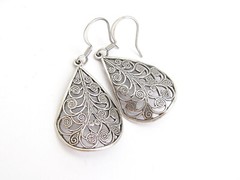 Filigree Fancy Earrings Ant. Silver Plt. Birthday Anniversary Gift for Her