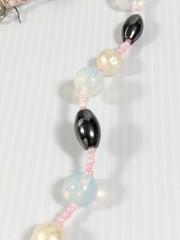 Artisan Silver Tone Gray Glass Bead Ivory Color Pearl Pink Necklace 20 inches