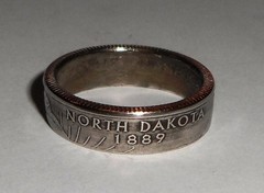 «Sealed»NORTH DAKOTA US STATE QUARTER handcrafted coin ring or pendant size 4-14