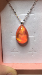 #535- 12.70ct Orange Aurora Opal Doublet on a 925 Sterling Silver Chain