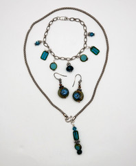 925 Sterling Silver Czech Glass Bead Pendant Necklace – Bracelet & Earrings Set