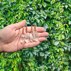 Natural Clear quartz crystal point Copper wire wrapped pendant