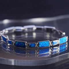 7”, vintage southwestern sterling silver 925 handmade tennis bracelet with opal