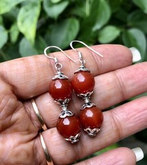 925 Sterling Silver + 10 mm Rnd Beads Original Red Orange Onyx 2