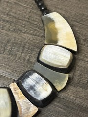 Handcrafted Genuine Buffalo Horn Bib Necklace Statement Jewelry