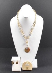 Hammered Copper Gold Silver Tone Necklace Pierced Earrings Handcrafted Artisan