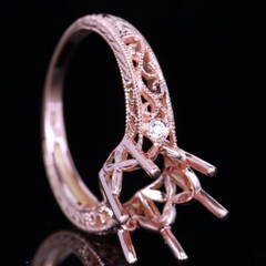 Solid 10K Rose Gold 10.0mm Round Semi Mount Diamond Wedding Fine Ring Setting