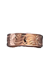Copper Ring Floral Pattern Open Backed Adjustable size 7 TO 8 1/2 #CR-256