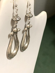 «On SALE* HANDCRAFTED LG. EGYPTIAN HAMMERED SILVER METAL-ART EARRINGS -NEW