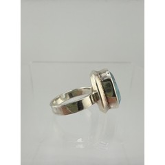 925 Sterling Silver Faceted Blue Topaz Aquamarine Ring Size 6.5