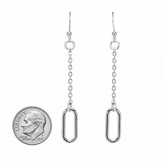 Paperclip Dangle Earrings 925 Sterling Silver Wires Minimalist Gift for Women