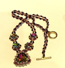 Handmade Vitrail 23 mm Triangle Crystals Necklace with Beaded Chain Toggle Clasp