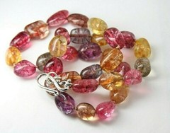 Quartz Necklace Multi Color Rainbow Dyed Gemstone Hand Tied Silk Knotted 18″