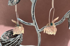 Alpaca Mexico Silver Hoop Earrings Three Dimensional Animal Dog Dangles 2 1/2″