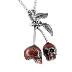 Red Cherry Skulls Pendant Necklace Couple Skull Stainless Steel Jewelry Controse