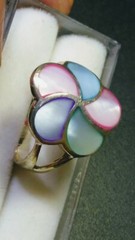 LOVELY MOP INLAYS IN STERLING SILVER.925 RING SIZE 6.75-7.0!