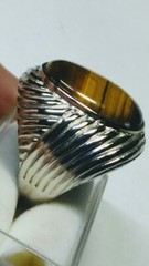 GORGEOUS TIGER’S EYE QUARTZ IN STERLING SILVER DESIGNER RING SIZE 8.25-8.5!