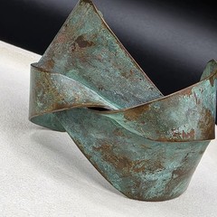 Copper Patina Bracelet Cuff Brutalist 7″ Semi Adjustable