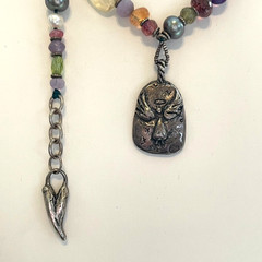 Jes Maharry Necklace Sundance Pearl Strand Gemstones Sterling 925 Angel Charm