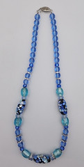 Artisan Glass Foil Beads with German Glass Beads Necklace 17 3/4″ w/o Closures