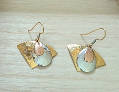 Mixed Metal Earrings – Hand tooled/Handmade Jewelry Vintage 2000s Oregon, USA