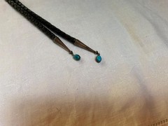 VINTAGE NAVAJO NATIVE AMERICAN BEAR CLAW TURQUOISE & CORAL STERLING SILVER BOLO