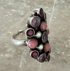 Sterling Silver 925 NB Nicky Butler Amethyst Garnet Pearl Ring EUC 8.25