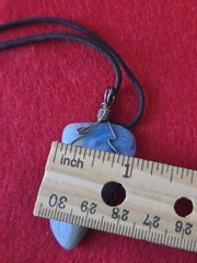 Blue Agate Stone Wire Wrapped Pendant Necklace Adjustable Black Cord