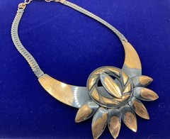 Vintage Artisan Copper Bib Necklace Etruscan Revival
