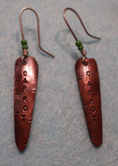 Copper Carrot Earrings; Made in USA by Peggy Johnson