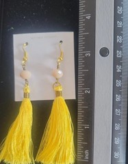 Yellow Tassle Earrings Made by Survivors Impacted by Human Trafficking