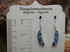 Feather Sterling Silver 925 Denim Lapis Gemstone & Opal Inlayed Earrings AA66