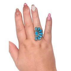 Half Cluster Sleeping Beauty Ring Native 925 Ring stamped signed