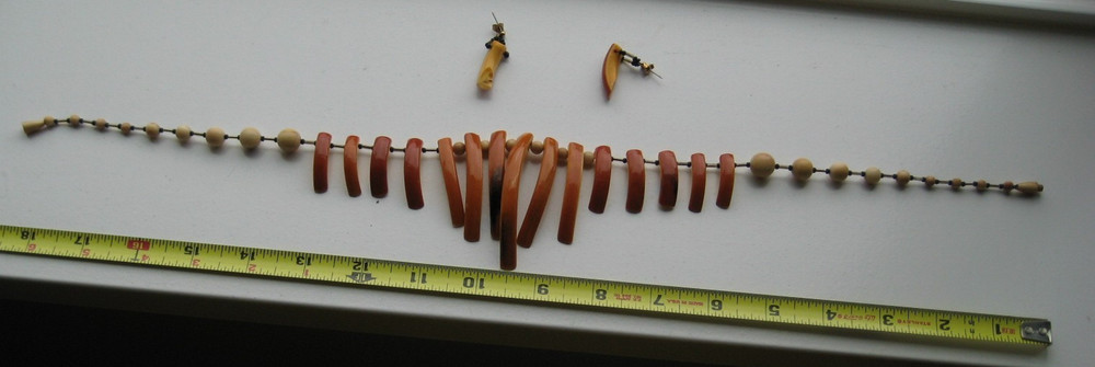Large Athabaskan Beaver Tooth Necklace and Matching Earrings