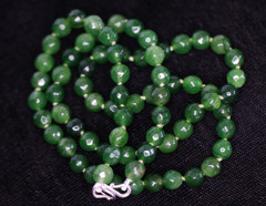 Aventurine Necklace Green 6mm Ball Faceted Gemstone Silk Knotted 20″