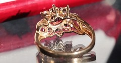 10k yellow gold halo ring 2.75ct garnet white sapphire size 6.75 handmade 3.5gr