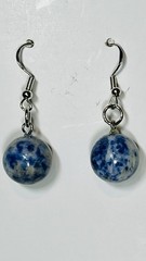 Natural Lapis Lazuli Sphere Earrings 925 Sterling Silver