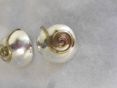 COURTNEY PETERSON STERLING SILVER & BRASS SPIRAL SHELL PIERCED EARRINGS