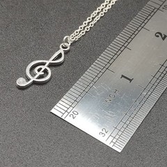 925 Silver Necklace W/ Music Note Treble Clef Pendant Anniversary Birthday Gift