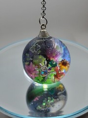 Handmade UV Resin 30mm Pendant Midnight Garden Spider Glow-in-the-dark Feature