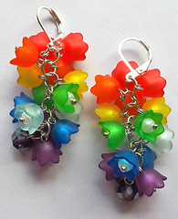 RAINBOW FLOWER CLUSTER Acrylic Carnival Party earring SP LEVER BACK WPAC75