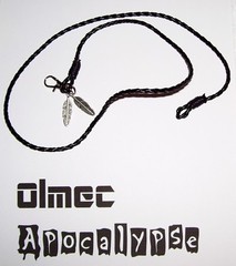 NEW HANDMADE Olmec Apocalypse silver alloy black leather Native American band
