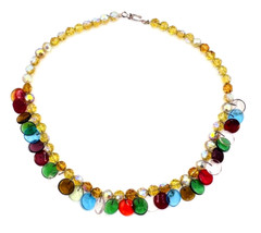Colorful Glass Disc Bead Necklace 19 in
