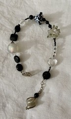Gorgeous Artisan Lampwork Beaded Bracelet In Black And White Adjustable To 9”