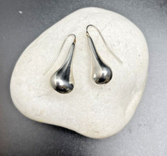 925 Sterling Silver Puffer Teardrop Alpaca Pierced Earrings